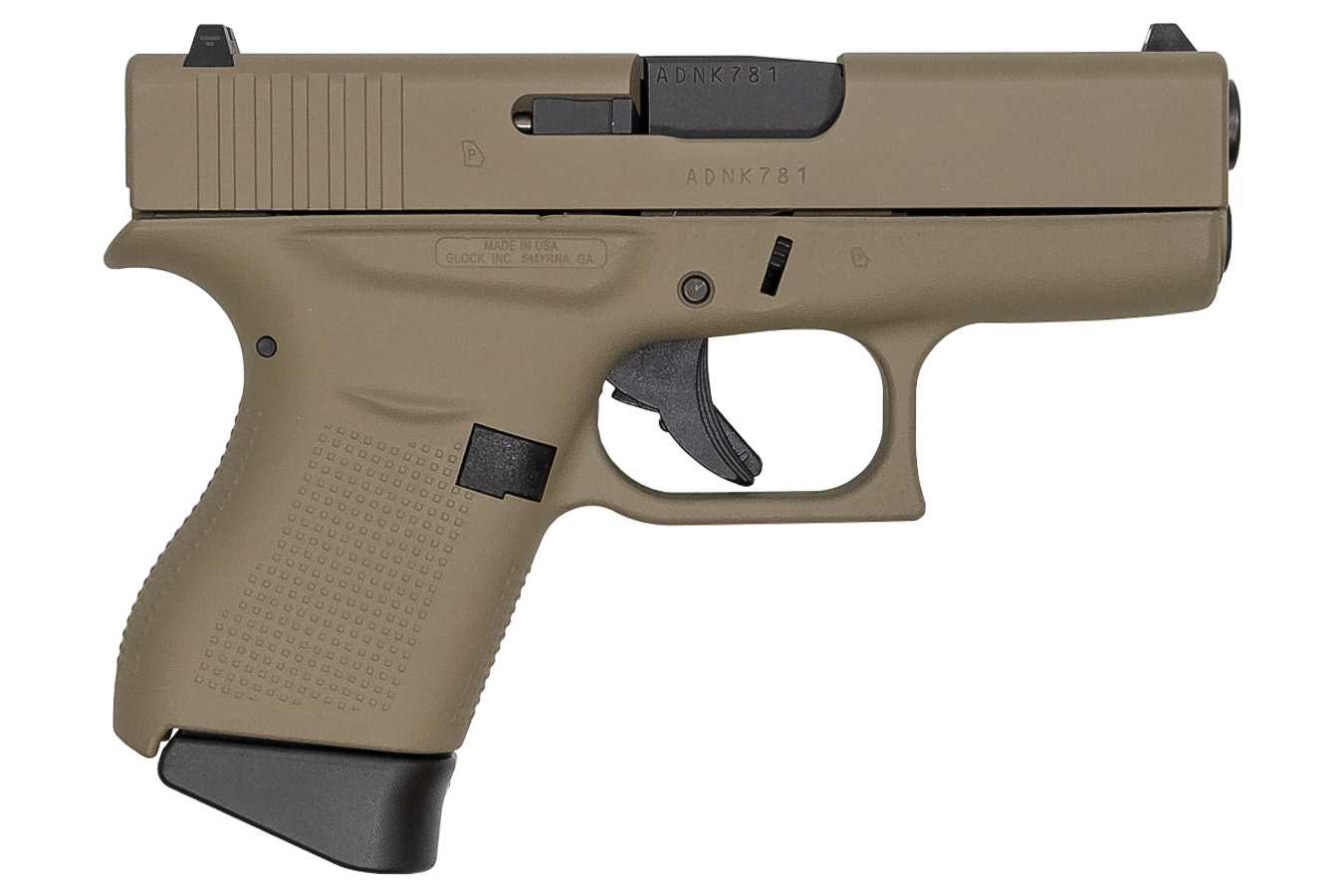 43 9mm Flat Dark Earth Cerakote Single Stack Pistol (Made in USA) - Firearms | The Gun Shop