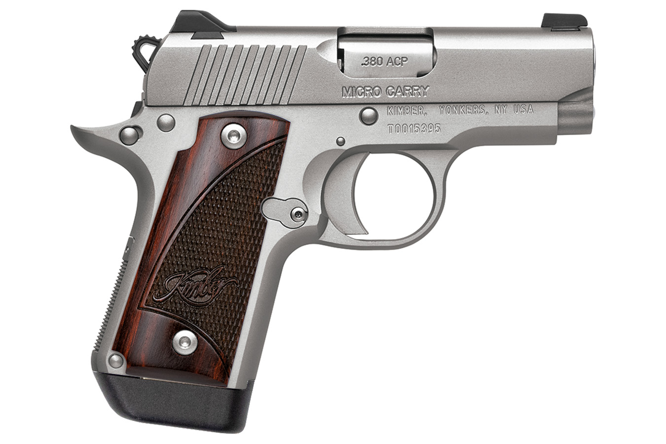 Micro Stainless 380 Auto with Night Sights and Rosewood Grips