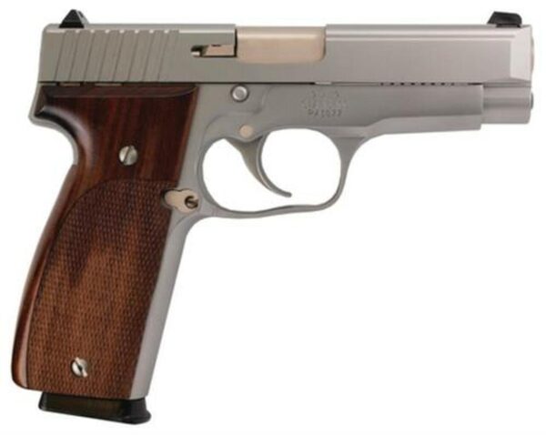 Kahr KT9 9mm 4 Inch Barrel Adjustable Sights Matte Stainless Steel Slide Wood Hogue Grips 8 Round