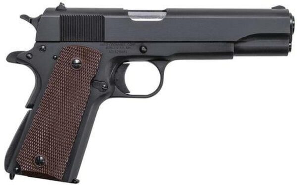Auto Ordnance 1911 Matte Black Single 45 ACP 5.0" Barrel, Brown Checkered Grp Black, 7rd
