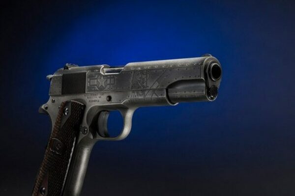 Auto Ordnance, Victory Girls 1911, Full Size Pistol, 45 ACP, 5" Barrel, Steel Frame, Checkered Wood Grips with U.S. Logo, 7Rd, Armor Black and Gunmetal Gray Cerakote Finish