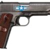 Auto Ordnance Squadron Special Edition WW2 1911 45 ACP, 5" Barrel, Black/Gray Cerakote, Wood Grips, US Logo, Adj Rear Sight, Custom Engraved to Resemble a WW2 Fighter Plane, 7rd