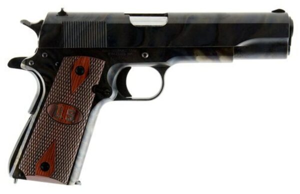 Auto-Ordnance 1911A1, 45 ACP, 5", 7rd, Checkered Wood Grips, US Logo, Case Hardened