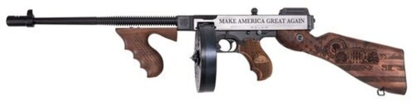 Auto Ordnance, 1927A-1 Deluxe, Semi-automatic, Rifle, 45 ACP, 14.5" Barrel 16.5" OAL, Parkerized Finish, Wood Grips 2 Mags, 1 20Rd Mag And 1 50Rd Drum