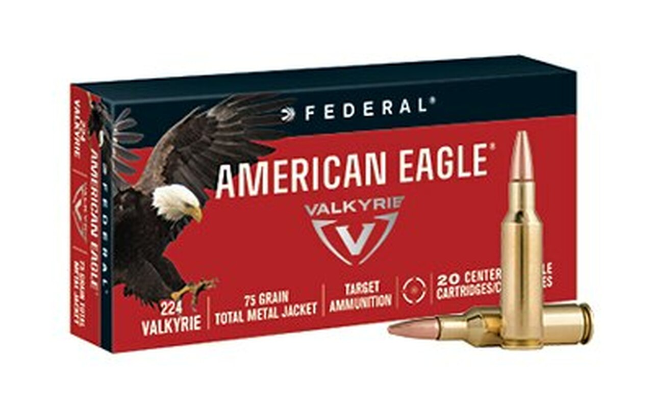 Federal American Eagle .224 Valkyrie 75gr, Total Metal Jacket 20rd Box