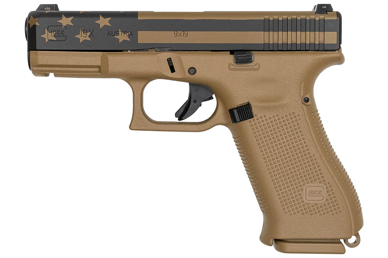 19x 9mm Full-Size FDE 17-Round Pistol with USA Flag Cerakote Slide - Firearms | The Gun Shop