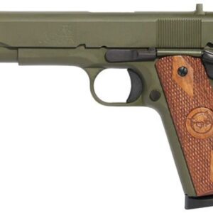 Iver Johnson 1911 A1, 45 ACP, 5", 8rd, Walnut Grips, OD Green