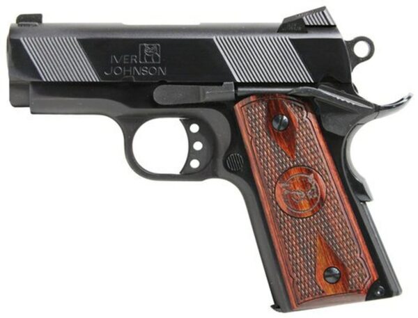 IVER JOHNSON 1911 Thrasher Officer 70 Series 45 ACP Single 3.125" Barrel, Walnut Grip Polished Blued Steel Frame/Slide, 7rd