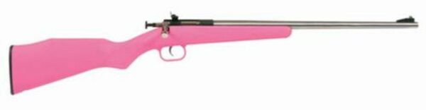 Keystone Davey Crickett Model 221 Youth, Lock 22LR 16.125 Inch Barrel Stainless Steel Finish Pink Synthetic Stock