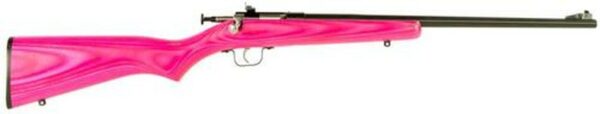 Keystone Crickett 22LR, 16.12", Pink Laminate Stock, Blued