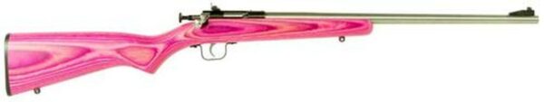 Keystone Crickett 22LR, 16.12", Pink Laminate Stock, Stainless Steel