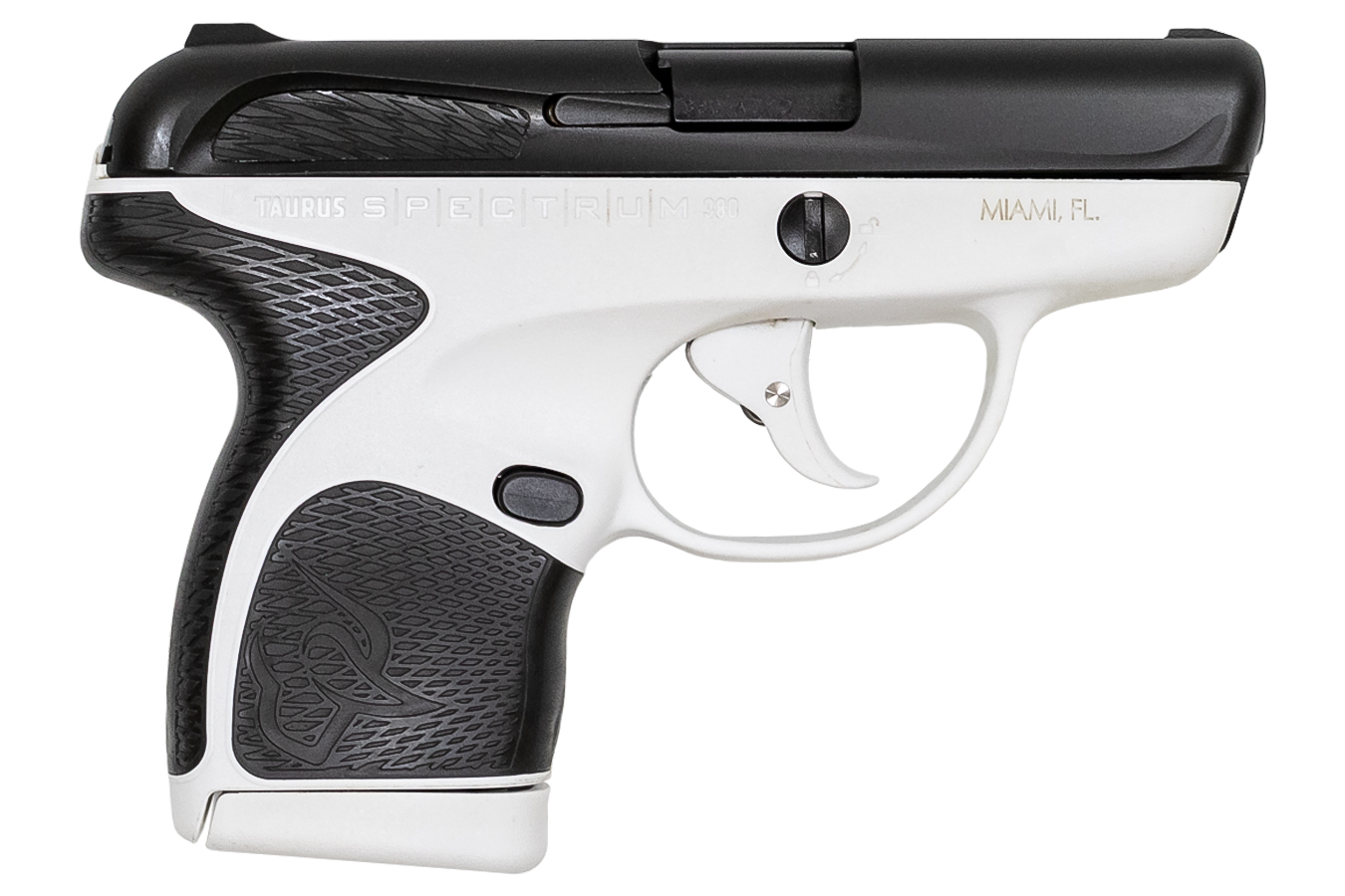 Spectrum .380 Auto White/Black Pistol with Black Grips - Firearms | The Gun Shop