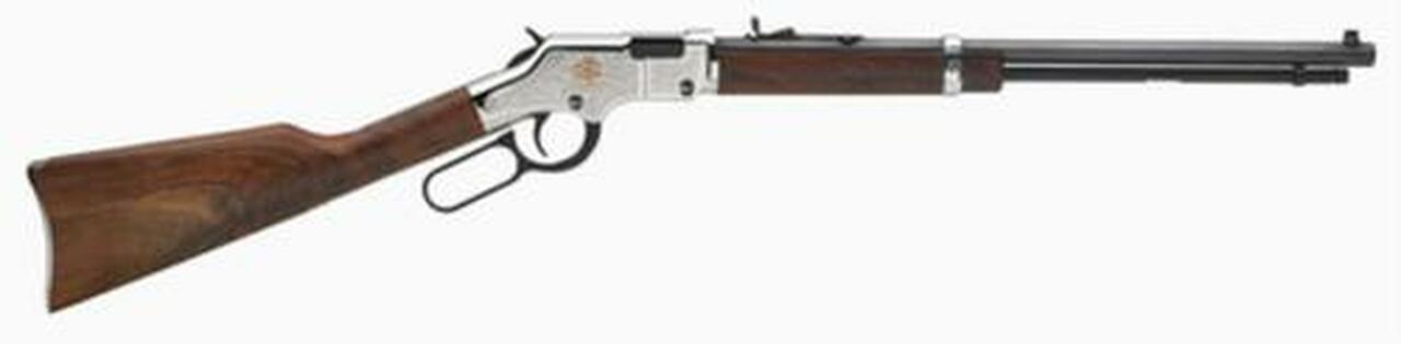 Henry American Beauty 22LR20" Barrel Blue Finish American Walnut Stock Silver Engraved, Copper Rose