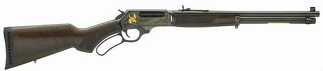 Henry Repeating Arms, Lever Action, Wildlife Engraved, Lever, 45-70 Government, 18.43", Blue, 4Rd, Adjustable Sights, Blued, Walnut