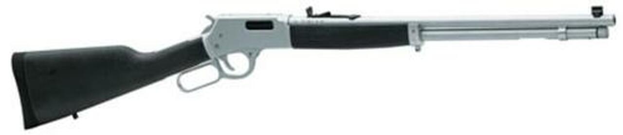 Henry Repeating Arms, All-Weather, Lever Action, 45 Long Colt, 20" Barrel, Black, Straight-Grip Stained Hardwood Rubber Buttpad, 5Rd, Adjustable Sights