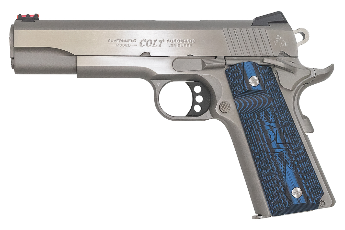 1911 Competition Stainless 38 Super Semi-Auto Pistol with Black/Blue G10 Grips - Firearms | The Gun Shop