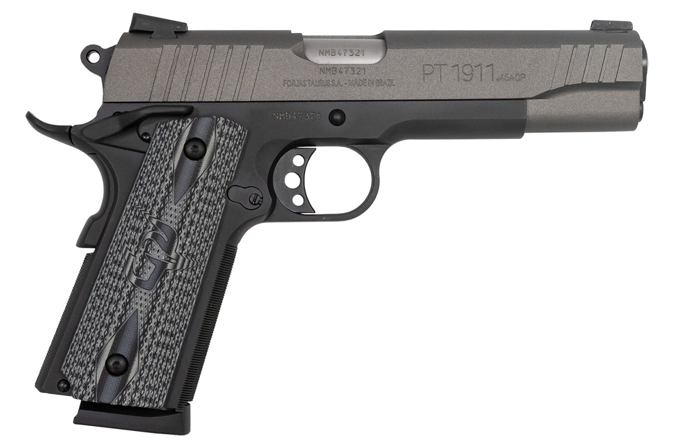 PT1911 45 ACP Full-Size Pistol with Grey Cerakote Slide and VZ Grips