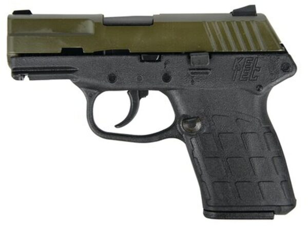 Kel-Tech PF9, 9mm, 3.1" Barrel, Green Cerakote Slide, Black Frame, 7rd