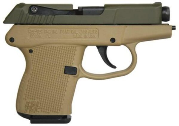 Kel-Tec P-3AT .380 ACP 2.76" Barrel Cerakote Olive Drab Green Slide Cerakote Tan Grip/Frame Double Action Only 6rd