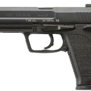 HK, USP Tactical, Semi-automatic, DA/SA, 9mm, 4.86" Threaded Barrel, Polymer Frame, Black, Safety/Decocker, Adjustable Sights, 15Rd, 2 Magazines