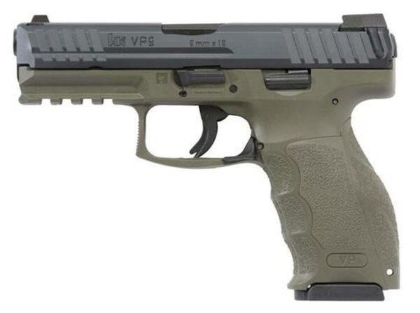 HK VP9 9mm, 4.09", 15rd, 3 Mags, Night Sights, OD Green Finish