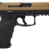 HK VP9 9mm, 4.1" Barrel, Cerakote Brown, Black Frame, Rail, 15rd Mag
