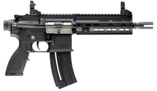 HK, HK416, 22 LR, Semi-automatic, Blowback Action, 8.5" Threaded Barrel, Aluminum Frame, Black, Synthetic Grip, 10Rd, 1 Mag, M-Lok RIS Rail, Right Hand, Front/Rear Flip Sights