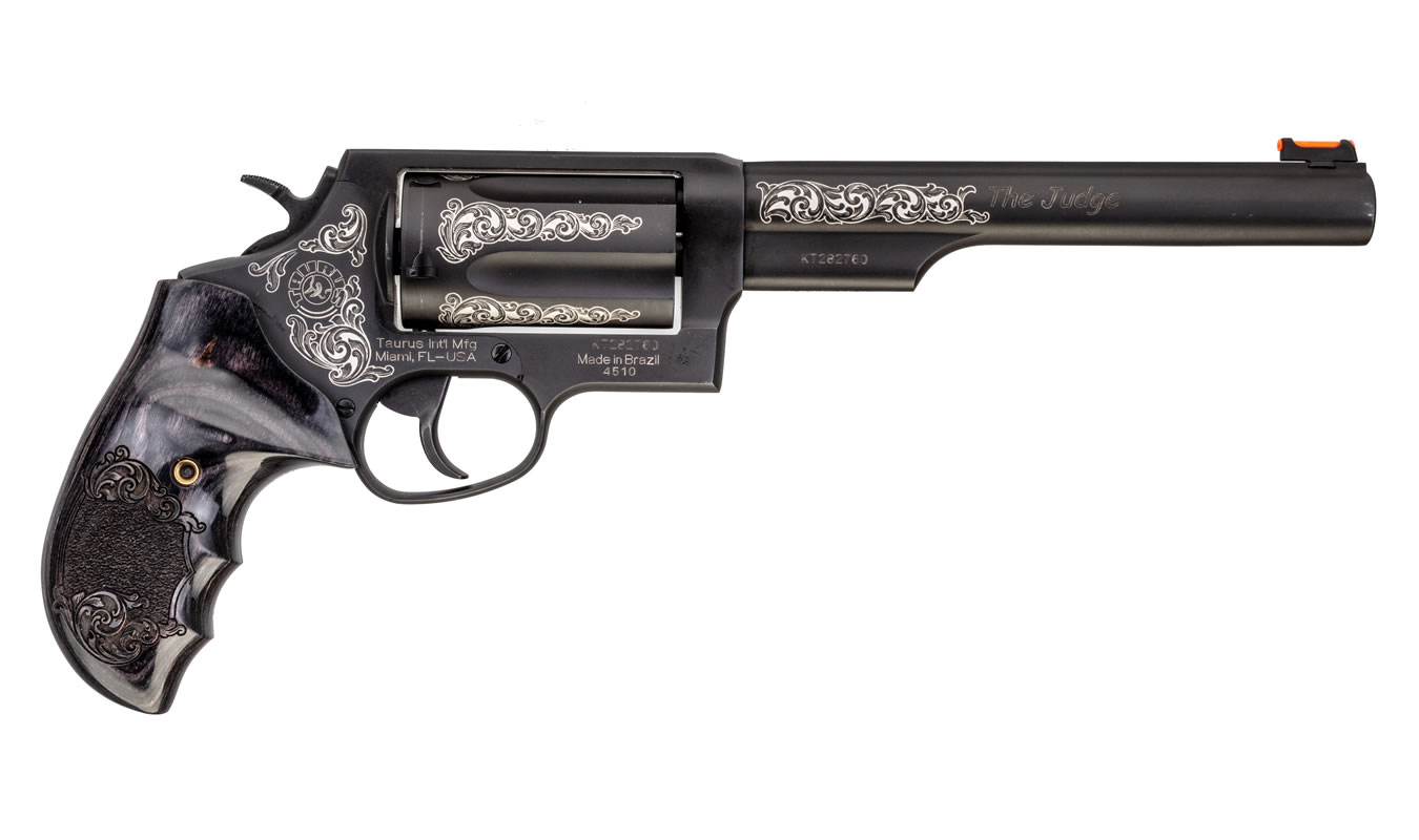 Judge .410/45 Black Revolver with Laser Engraved Scrolls - Firearms | The Gun Shop