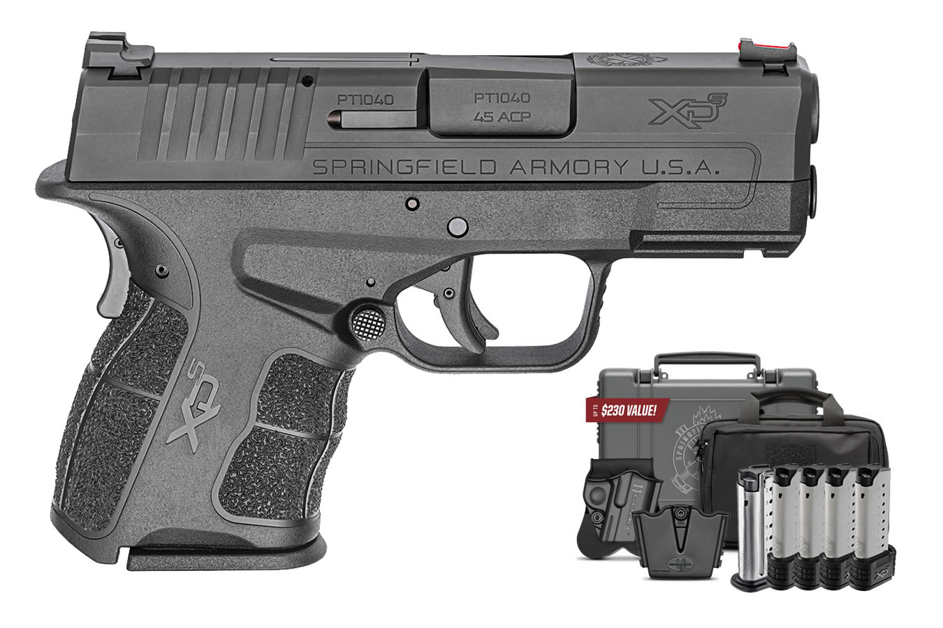 XDS Mod.2 45 ACP Instant Gear Up Package with 5 Mags, Range Bag, Holster and Mag