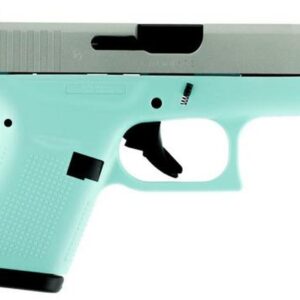 Glock G42 .380 ACP, 3.24", 6rd, Robin Egg Blue Frame, Silver Slide