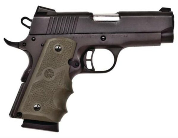 Citadel M-1911 Compact 45 ACP 3.5" Barrel Matte Black Hogue Grip Green 7rd