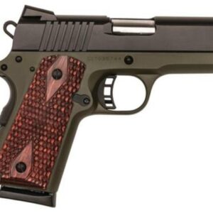 Citadel M-1911 Compact 45 ACP 3.5" Bushingless Barrel Olive Drab Green Cerakote, Wood Grips 7rd Mag