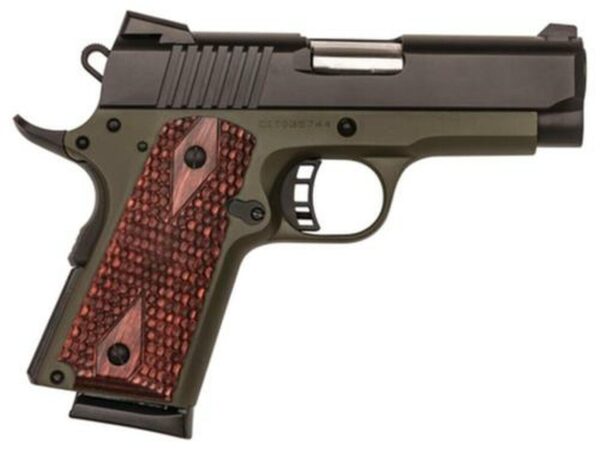 Citadel M-1911 Compact 9mm 3.5" Bushingless Barrel Olive Drab Green Cerakote, Wood Grips 7rd Mag