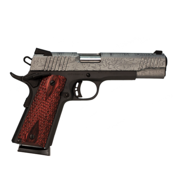 Citadel 1911 A1 Madagascar, 45 ACP, 5" Barrel, 8rd, Redwood Grips, Laser Etched Gray Slide, Black Flame