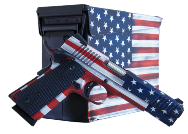 Citadel M-1911 with Ammo Can 45 ACP, 5" Barrel, Black G10 Grip American Flag, Cerakote Slide, 8rd