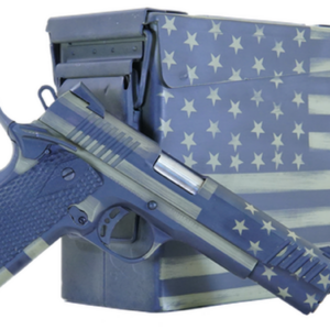Citadel M-1911 45 ACP, 5" Barrel, Black G10 Grip American Flag, Battleworn Green Frame American Flag, Battleworn Green Slide, 8rd