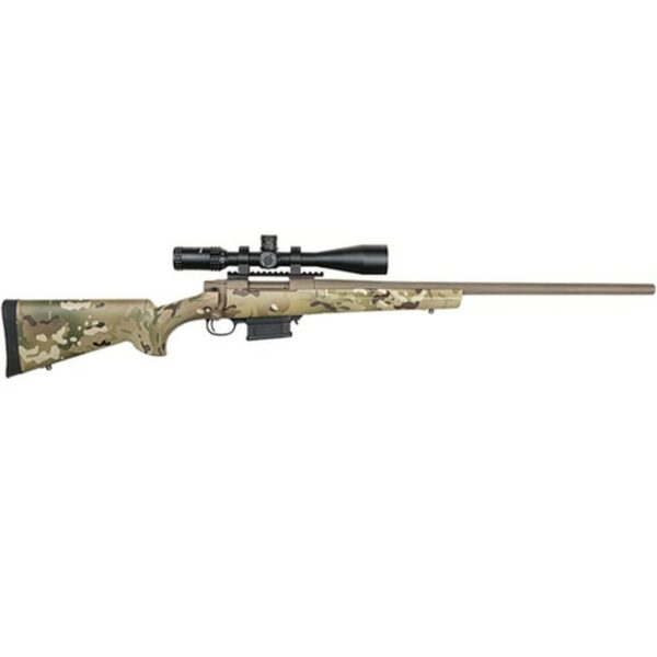 Howa Multicam Cerakote Scope Package 308 Win, Hogue Stock, Cerakote Barreled Action, MAG Kit, Bipod, NDSI41650LR, Base, Rings 24 #6 Threaded 5/8"X24 1-10, Multicam/Flat Dark Earth