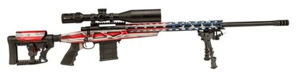 Howa APC 6mm Creedmoor Scope Combo, 24" #6 Threaded Barrel, 4-16x50mm Nikko Stirling Scope, Mag Kit, Hogue Grip, LUTH-AR MBA-4 Stock, American Flag, 10rd