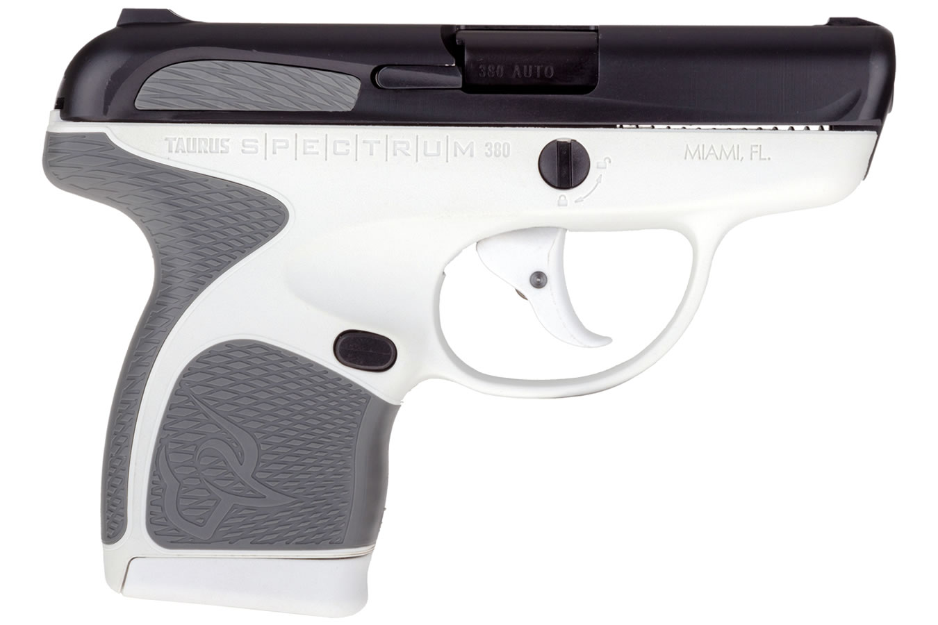 Spectrum .380 Auto White/Black Pistol with Gray Grips