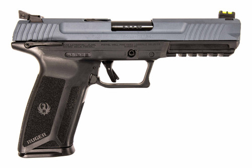 Ruger 57 5.7x28mm, 4.94" Barrel, Cobalt Kinetic Slate Blue Slide, Black Frame, Manual Safety, 20rd - Firearm | The Gun Shop