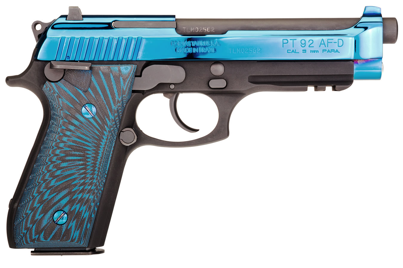 PT92 9mm Pistol with Blue PVD Slide and G10 Grips - Firearms | The Gun Shop