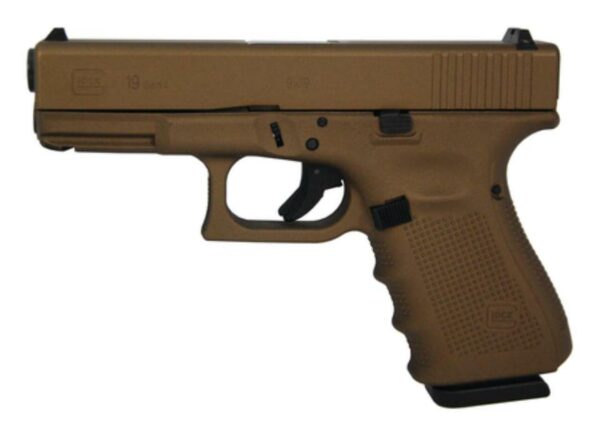 Glock 19 9mm 4" Barrel Hot Cerakote Burnt Bronze Finish Fixed Sights 15 Rd Mag