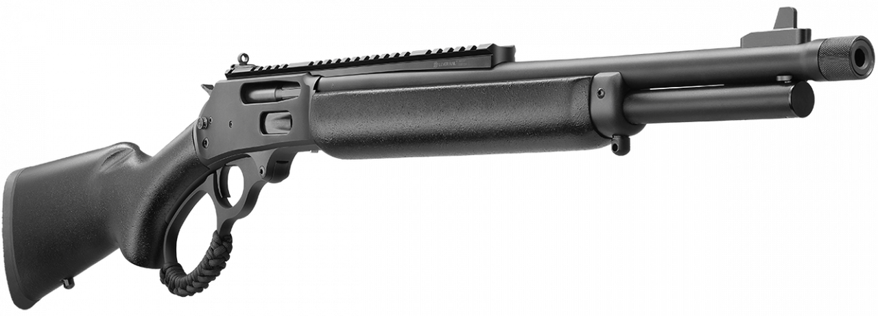 Marlin 1895 Dark, Lever Action, 444 Marlin, 16.25" Threaded Barrel, Black Matte Parkerized Finish, Black Webbed Harwood Stock, Big Loop Lever Right Hand, 5Rd, XS Lever Rail With Ghost Ring Sight