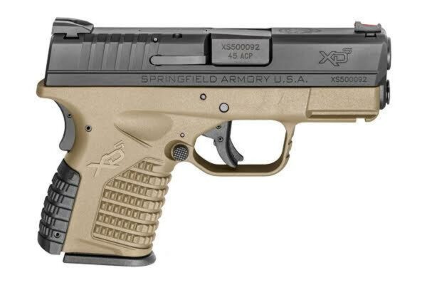 Springfield XDS 45 ACP, 3.3" Barrel Flat Dark Earth Finish, Fiber Optic Front Sight, 6Rd Mag