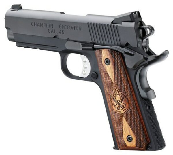 Springfield 1911 Champion Operator Lightweight 45 ACP, 4", Cocobolo Grip, Black Hardcoat Frame, Black Carbon Steel Slide, 7rd
