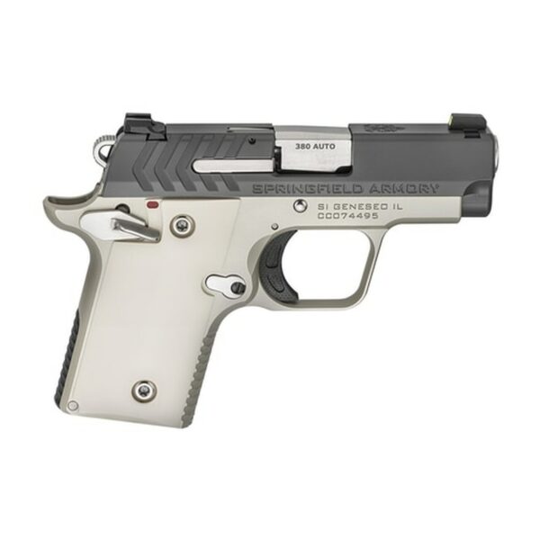 Springfield 911 Micro Compact 380ACP 2.7" Barrel, Platinum Finish, Graphite Cerakote Slide,1-6Rd & 1-7Rd Mag, Ivory Grips, Night Sights