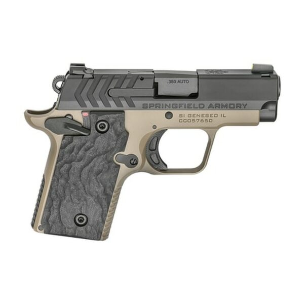 Springfield 911 Micro Compact 380ACP 2.7" Barrel, Alloy Frame, Desert Flat Dark Earth Cerakote, 1-6Rd & 1-7Rd Mag, Night Sights