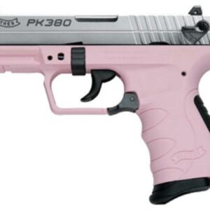 Walther, PK380 Double Action, Compact, 380ACP, 3.6" Barrel Nickel Slide Pink Grip, 8Rd Mag