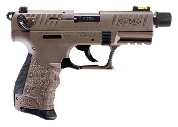 Walther P22 QD, .22 LR, 3.42" Barrel, 10rd, Manual Safety, Flat Dark Earth