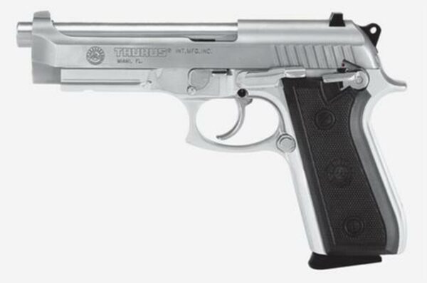 Taurus 92 9mm, 5" Barrel, Fixed Sights, Stainless, Rail, 17rd - Handguns Sale | The Gun Shop